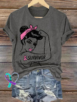 Breast Cancer Awareness Art T-shirt Grey / S