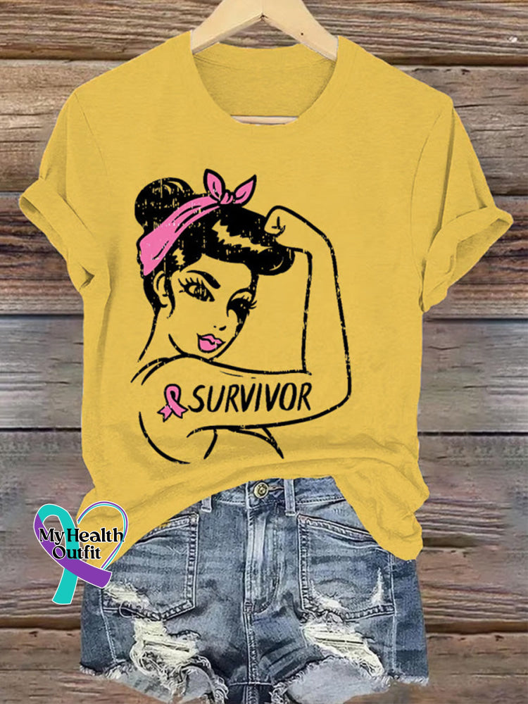 Breast Cancer Awareness Art T-shirt Yellow / S