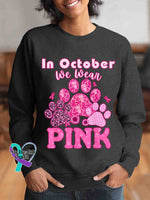 Breast Cancer Awareness Art Vintage Print Casual Sweatshirt Black / S