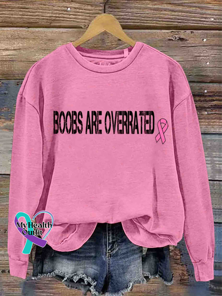 Breast Cancer Awareness Art Vintage Print Casual Sweatshirt LightPink / S