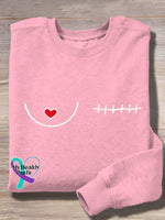 Breast Cancer Awareness Art Vintage Print Casual Sweatshirt LightPink / S