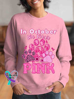Breast Cancer Awareness Art Vintage Print Casual Sweatshirt LightPink / S
