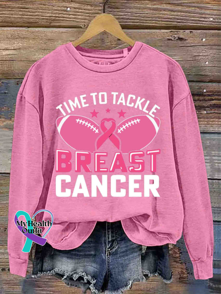 Breast Cancer Awareness Art Vintage Print Casual Sweatshirt LightPink / S