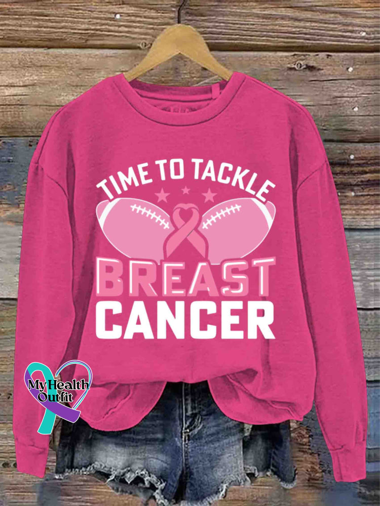 Breast Cancer Awareness Art Vintage Print Casual Sweatshirt Pink / S