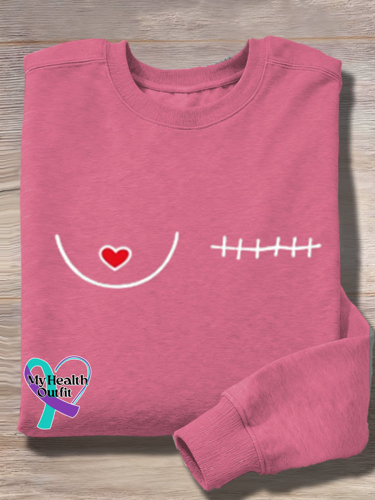 Breast Cancer Awareness Art Vintage Print Casual Sweatshirt Pink / S