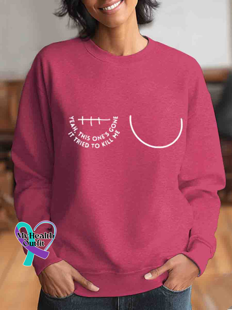 Breast Cancer Awareness Art Vintage Print Casual Sweatshirt Pink / S