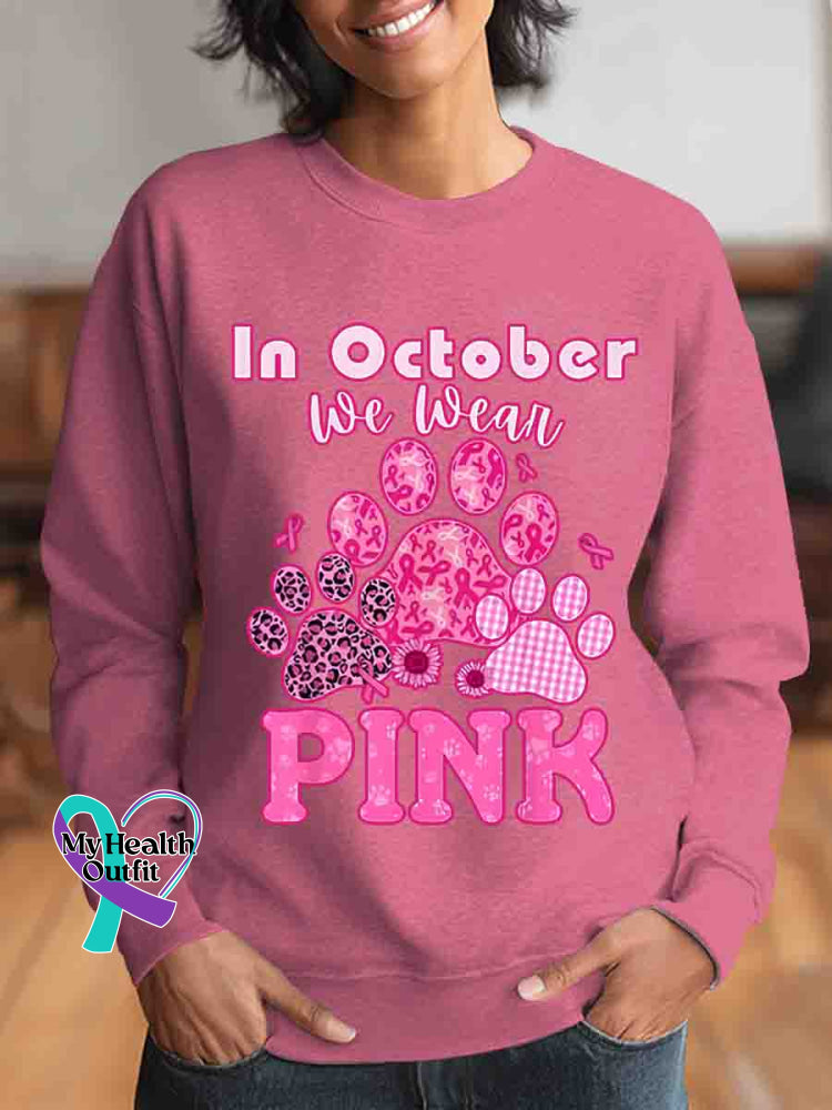 Breast Cancer Awareness Art Vintage Print Casual Sweatshirt Pink / S