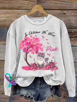 Breast Cancer Awareness Art Vintage Print Casual Sweatshirt White / S