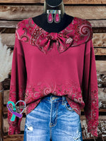 Breast Cancer Awareness Paisley Print Buttoned Cardigan Sweater Multicolor / S