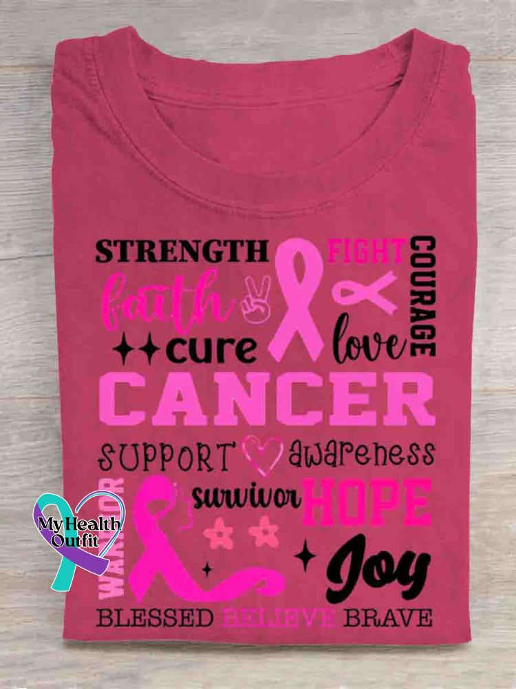 Breast Cancer Awareness Vintage Art Print T shirt Pink / S