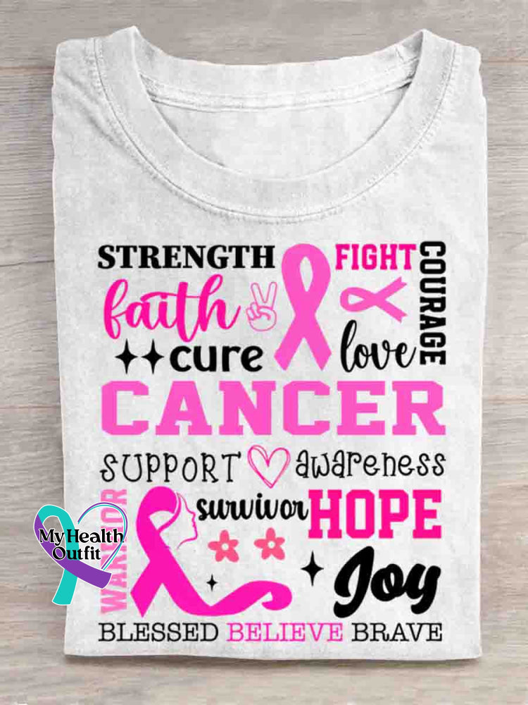 Breast Cancer Awareness Vintage Art Print T shirt White / S