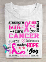 Breast Cancer Awareness Vintage Art Print T shirt White / S