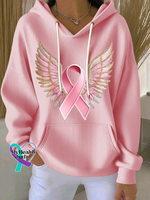 Breast Cancer Awareness Wings Casual Hoodie Sweatshirt LightPink / S