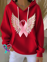 Breast Cancer Awareness Wings Casual Hoodie Sweatshirt Red / S