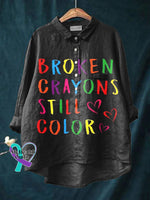 Broken Crayons Still Color Art Print Casual Shirt Multicolor / S