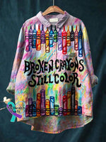 Broken Crayons Still Color Art Print Casual Shirt Multicolor / S