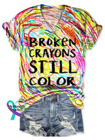 Broken Crayons Still Color Casual T-Shirt Colorful / S
