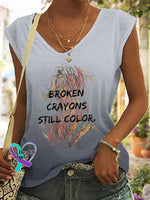 Broken Crayons Still Color Crew Neck Sleeveless Top Grey / S