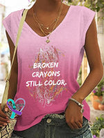 Broken Crayons Still Color Crew Neck Sleeveless Top Pink / S