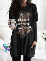 Broken Crayons Still Color Dress With Pockets Print Cloth Black / S