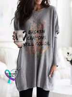 Broken Crayons Still Color Dress With Pockets Print Cloth Grey / S