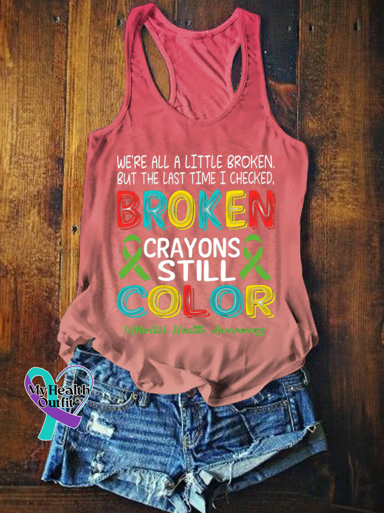 Broken Crayons Still Color Gradient Print Casual Tank Top Multicolor / S