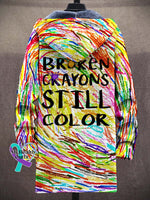 Broken Crayons Still Color Mental Health Motivational Print Unisex Plush Thick Long-Sleeved Sweater