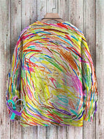 Broken Crayons Still Color Print Casual Knit Pullover Sweater