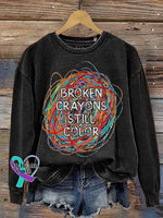 Broken Crayons Still Color Print Casual Sweatshirt Black / S