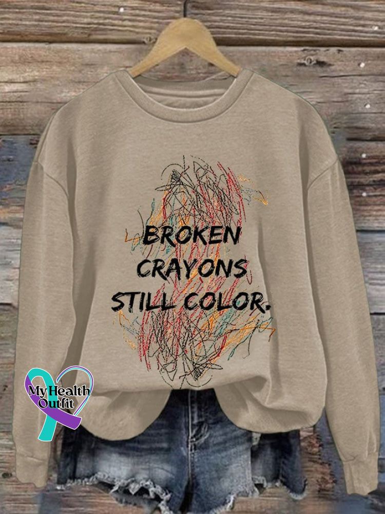 Broken Crayons Still Color Print Sweatshirt Apricot / S