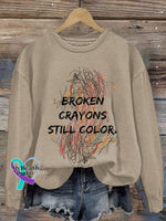 Broken Crayons Still Color Print Sweatshirt Apricot / S