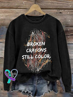 Broken Crayons Still Color Print Sweatshirt Black / S