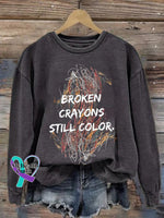 Broken Crayons Still Color Print Sweatshirt Dark Grey / S