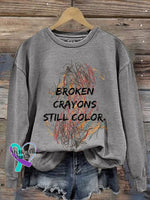 Broken Crayons Still Color Print Sweatshirt Grey / S