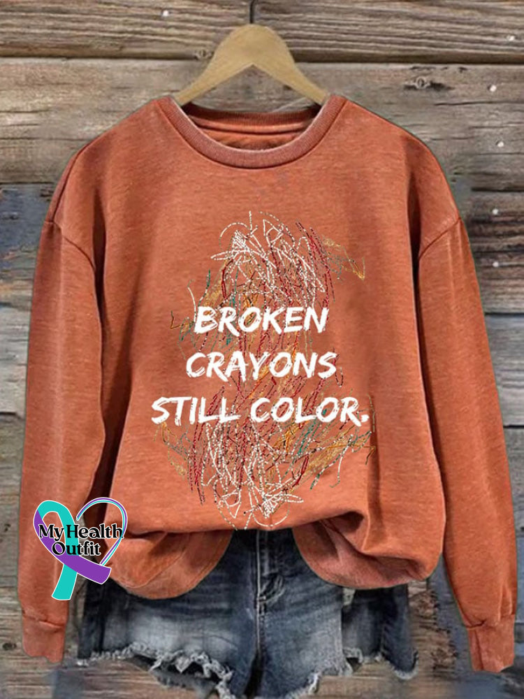 Broken Crayons Still Color Print Sweatshirt Orange / S