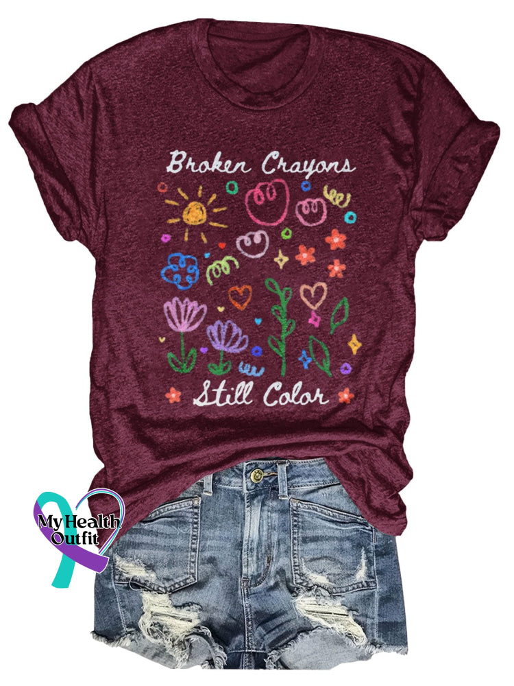 Broken Crayons Still Color Print T-Shirt Maroon / S