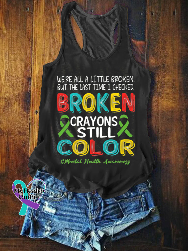 Broken Crayons Still Color Printed Casual Tank Top Black / S
