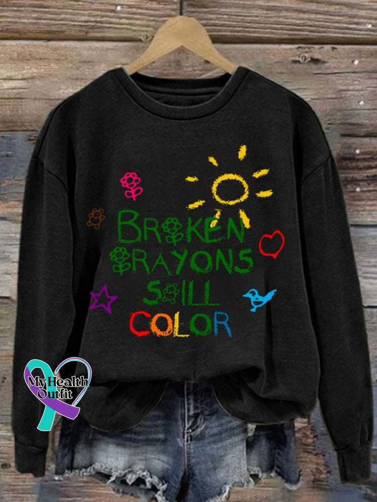 Broken Crayons Still Color Women’s Casual Long-Sleeved Sweater Black / S