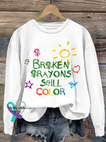 Broken Crayons Still Color Women’s Casual Long-Sleeved Sweater White / S