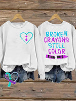 Broken Crayons Still In Color Unisex Printed Long Sleeve Sweatshirt White / S