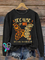 Butterfly Ms Awareness Multiple Sclerosis Warrior Multiple Sclerosis Orange Ribbon Casual Sweatshirt Black / S