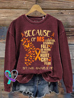 Butterfly Ms Awareness Multiple Sclerosis Warrior Multiple Sclerosis Orange Ribbon Casual Sweatshirt Red / S