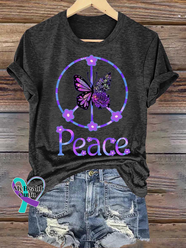 Butterfly Peace Sign Love and Peace T-shirt Black / S