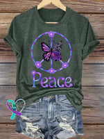 Butterfly Peace Sign Love and Peace T-shirt Green / S