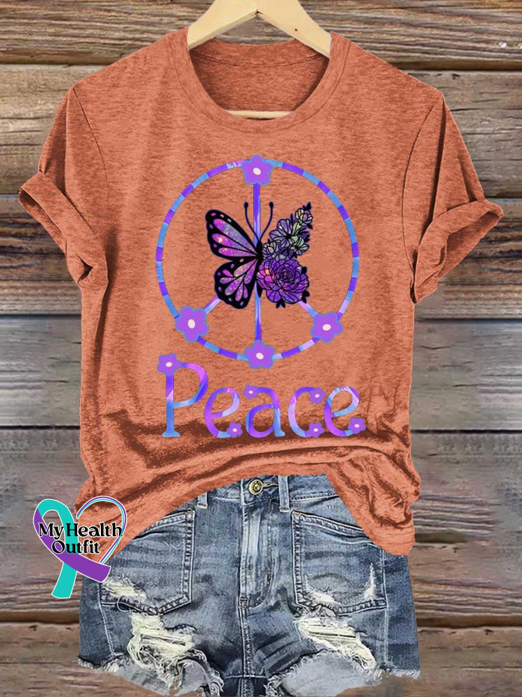 Butterfly Peace Sign Love and Peace T-shirt Orange / S