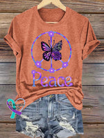 Butterfly Peace Sign Love and Peace T-shirt Orange / S