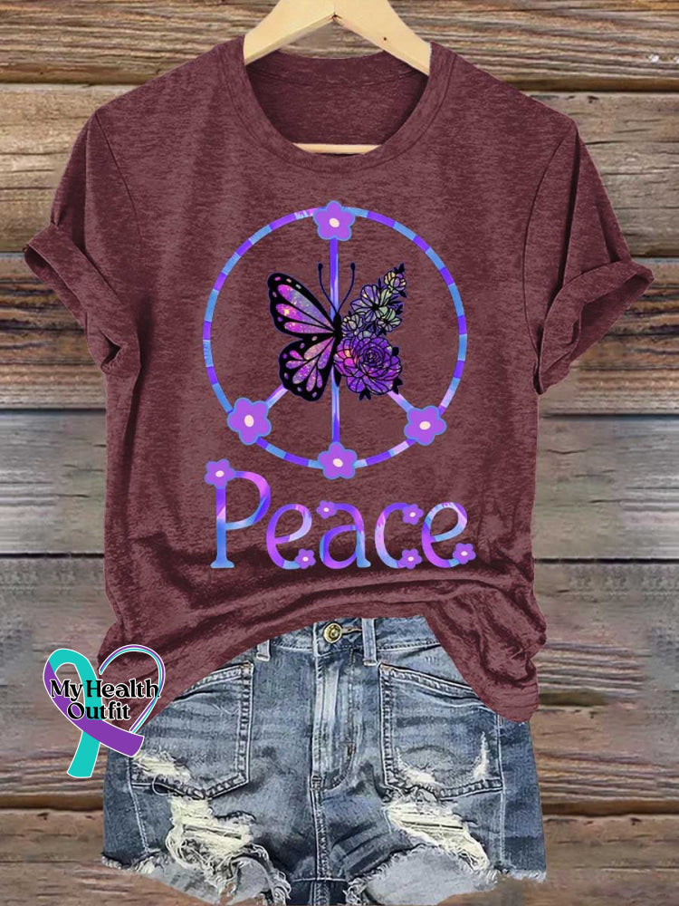 Butterfly Peace Sign Love and Peace T-shirt Red / S