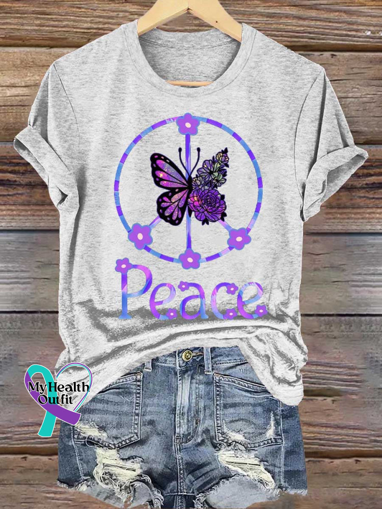 Butterfly Peace Sign Love and Peace T-shirt White / S