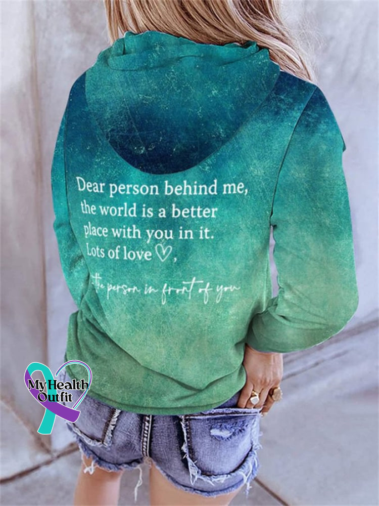 🔥Buy 3 Get 10% Off🔥Dear Person Behind Me You Matter Turquoise Ocean Print Long Sleeve Hoodie