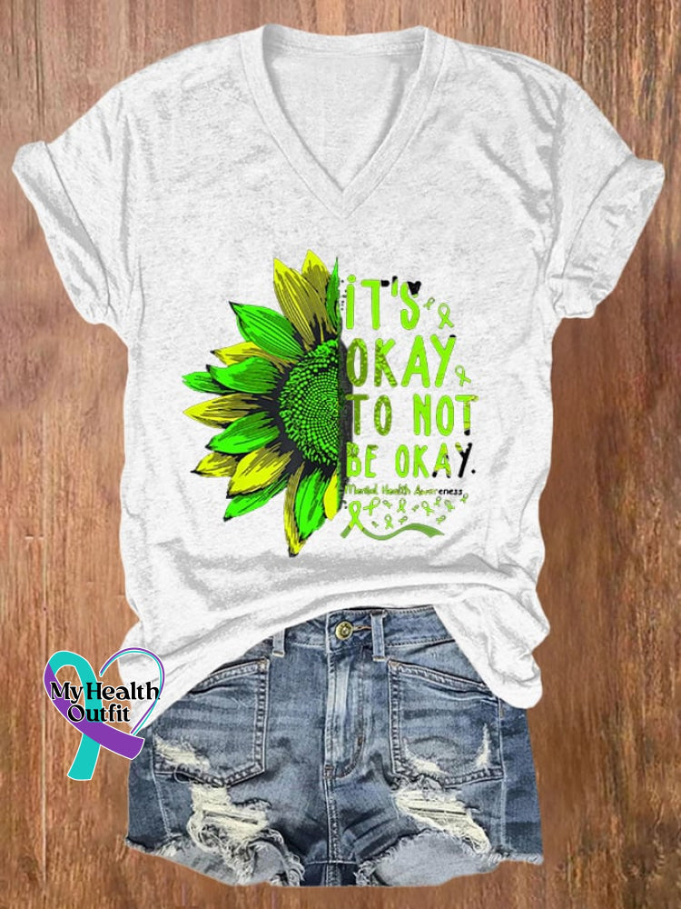 🔥Buy 3 Get 10% Off🔥Women’s It’s Okay To Not Be Print Casual T-Shirt White / S